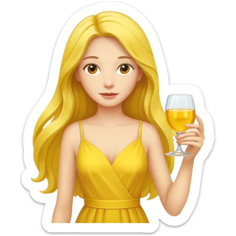 yellow glass and yellow dressed woman long hair sticker