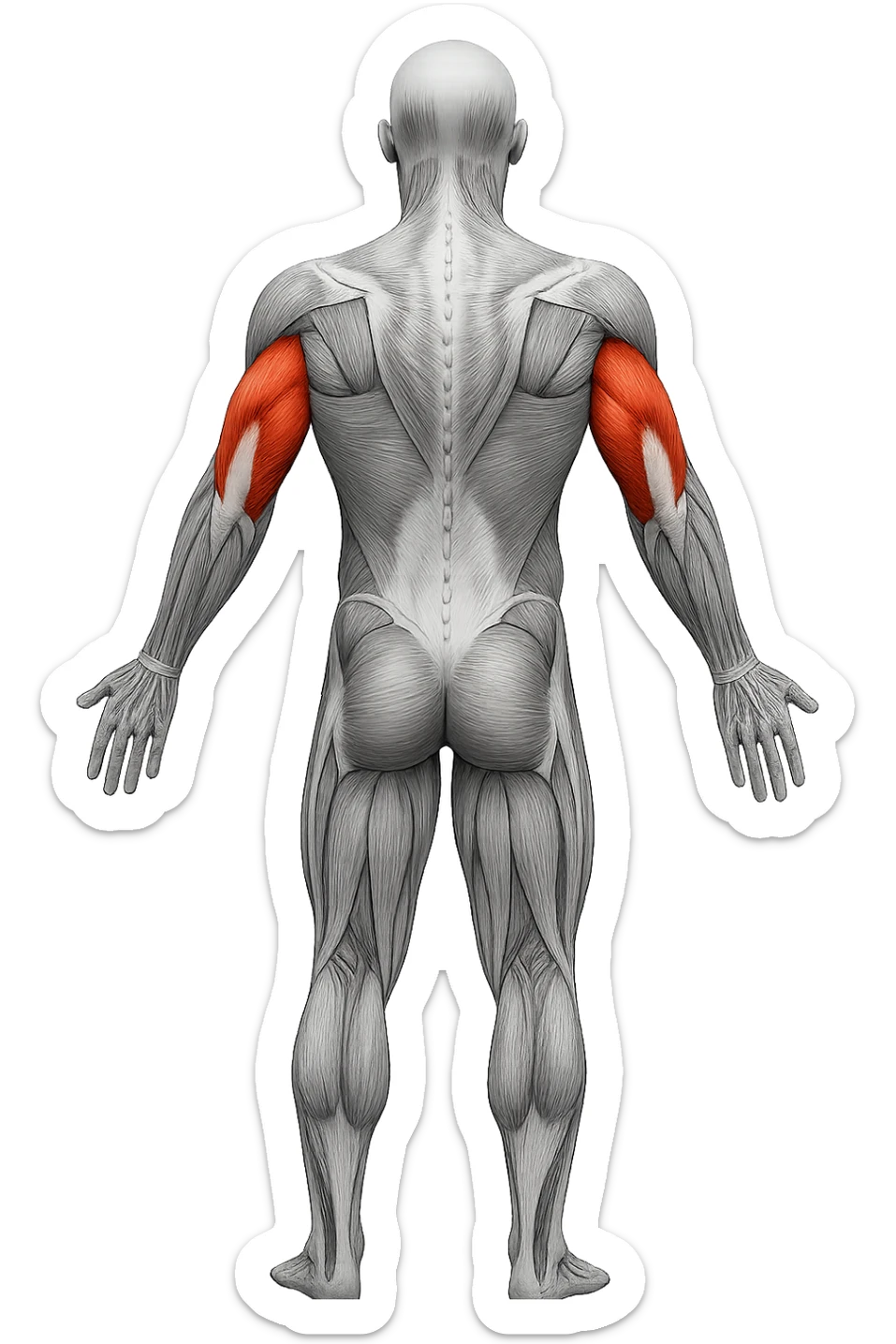 tricipite visto anatomicamente , colora solo il tricipite, il resto fallo in bianco e nero sticker