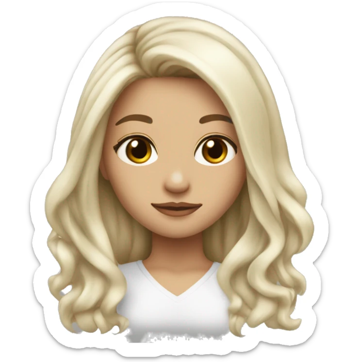 Girl, icy blonde with brown roots, long hair, hazel eyes  sticker