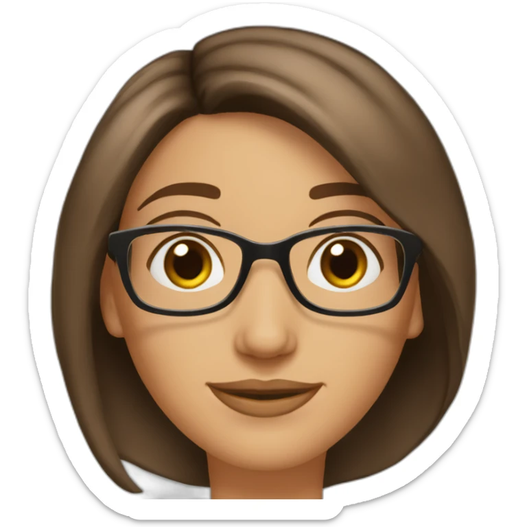 42 year old women bob haircut brown hair brown eyes glasses sticker