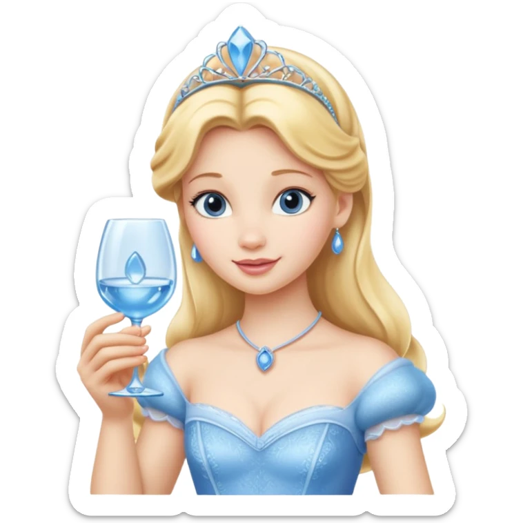 Isolated, detaile illustration of the most incredibly beautiful with an innocent appearance, Disney princess Cinderella holding one glass slipper 
figurine imaginable, toy style. sticker