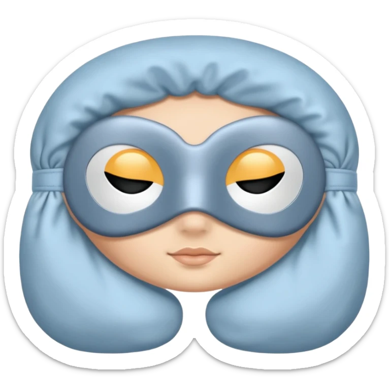 emoji of an isolated silky sleep mask, no eyes, no face, no character features, smooth satin texture with gentle shine, pastel grey-blue color, soft rounded shape, cozy winter pajama mood, soft shadows sticker