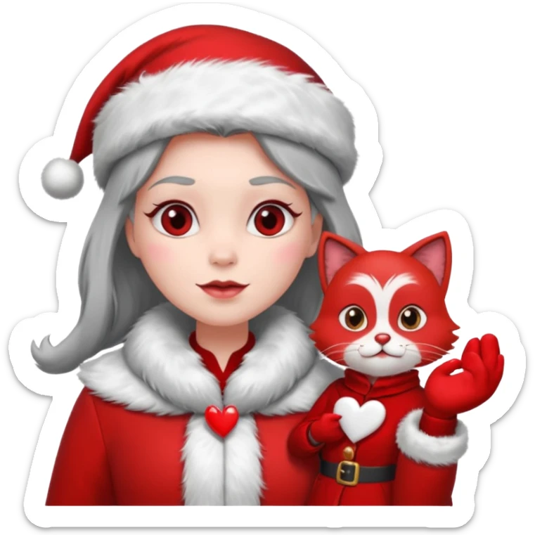 Make an emoji of a couple but as Santa Claws and female Santa Claws with hearths sticker