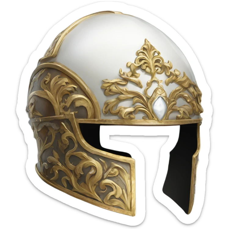 ornate french full-face closed armet helmet intricate white inlays sticker