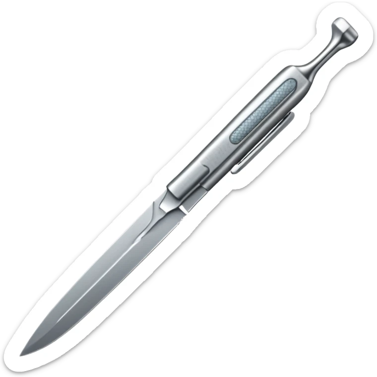 A highly detailed, realistic surgical scalpel with a polished stainless steel blade and a textured grip.

 sticker