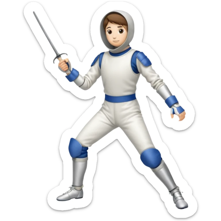 A person wearing fencing equipment with their entire body sticker
