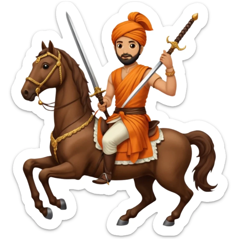 Make a emoji of Chatrapati Shivaji Maharaj in hand must have sward and horse sticker