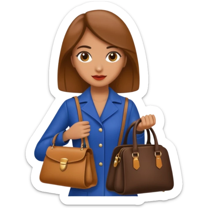 italian female with italian fashion style, holding bag sticker
