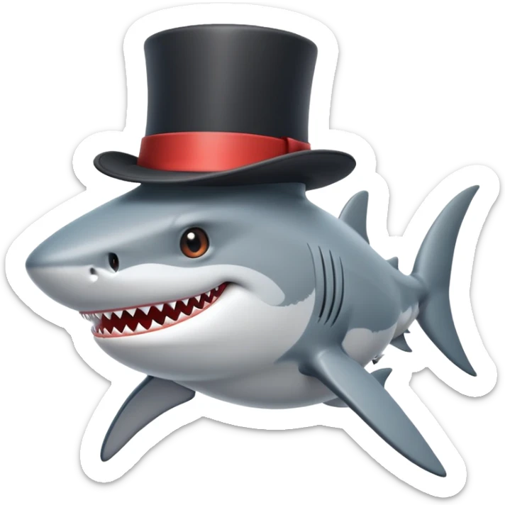 Shark with a top hat sticker