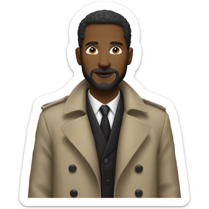 tall white man with facial hair looking sophisticated in a trench coat sticker