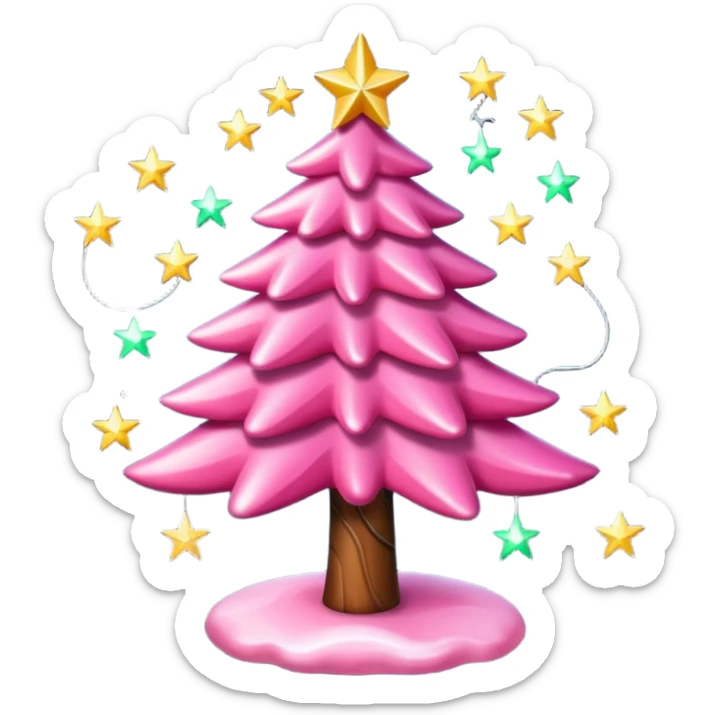 Crea un arbol de navidad en color rosa que parezca de caramelo Agrega luces navideñas has que la estrella brille sticker