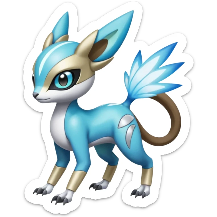 Shiny Colorful Futuristic Cyber-Vernid-Trico-Meloetta-Latias-Koraidon-Peppercat-Protogen-Pokémon-Digimon-Fakémon-fusion-hybrid-creature sticker