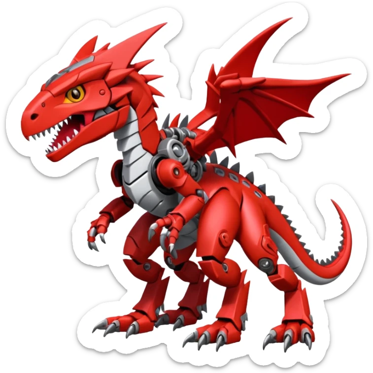 Cool Edgy Digimon-Fakemon-Guilmon-Velociraptor-Dragon-Mecha full body sticker