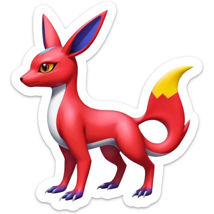  Cute Shiny Exotic Colorful Guilmon-Latias-Koraidon-Umbreon-Fakémon-hybrid-creature (full body)  sticker
