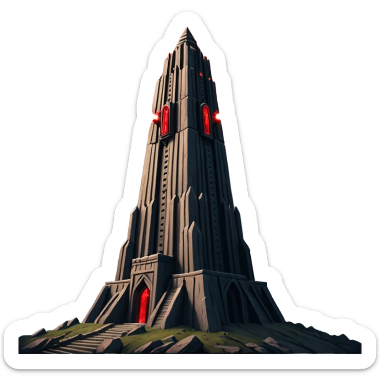Barad Dúr from Lord of the Rings, Dark, giant Tower, with red laser beams shooting into the sky sticker