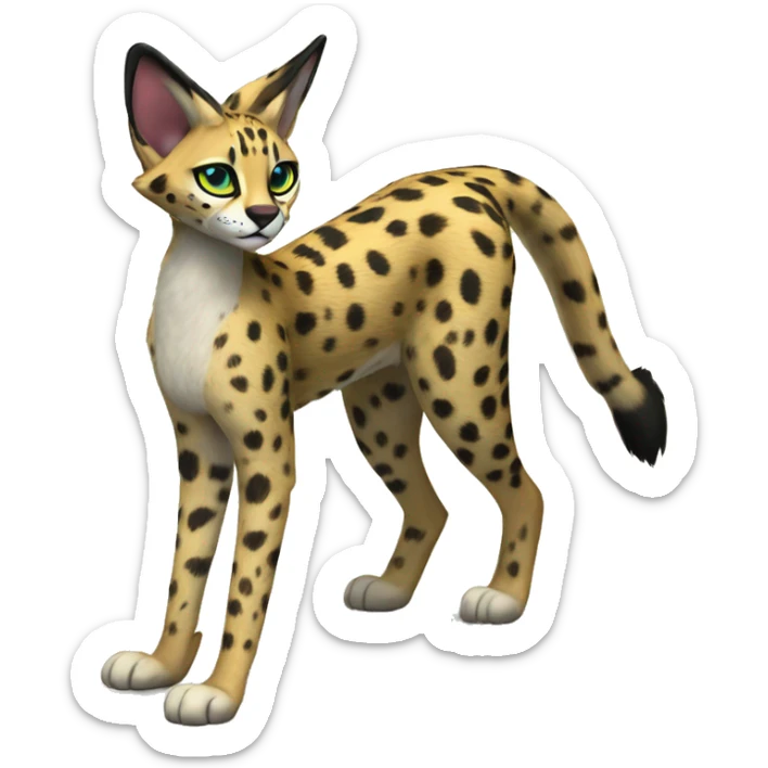 Anthro Epic Edgy Colorful Serval-Vernid-Trico full body sticker
