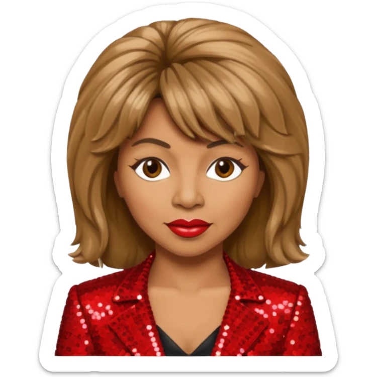 Tina Turner, Queen of Rock'n Roll from Famous People with long light brown hair, red sequin outfit sticker