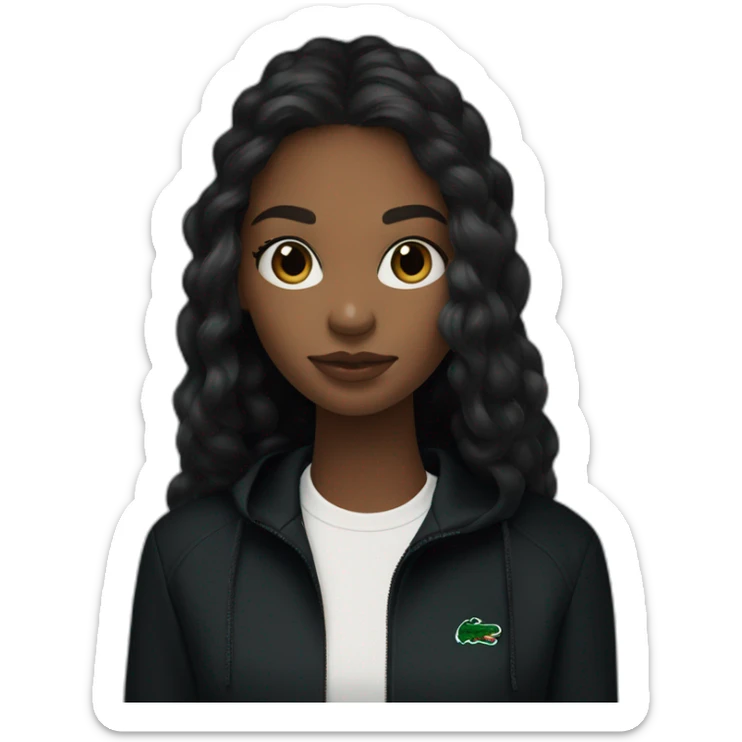 Lacoste bag Black girl with long hair with black lacoste windbreaker sticker