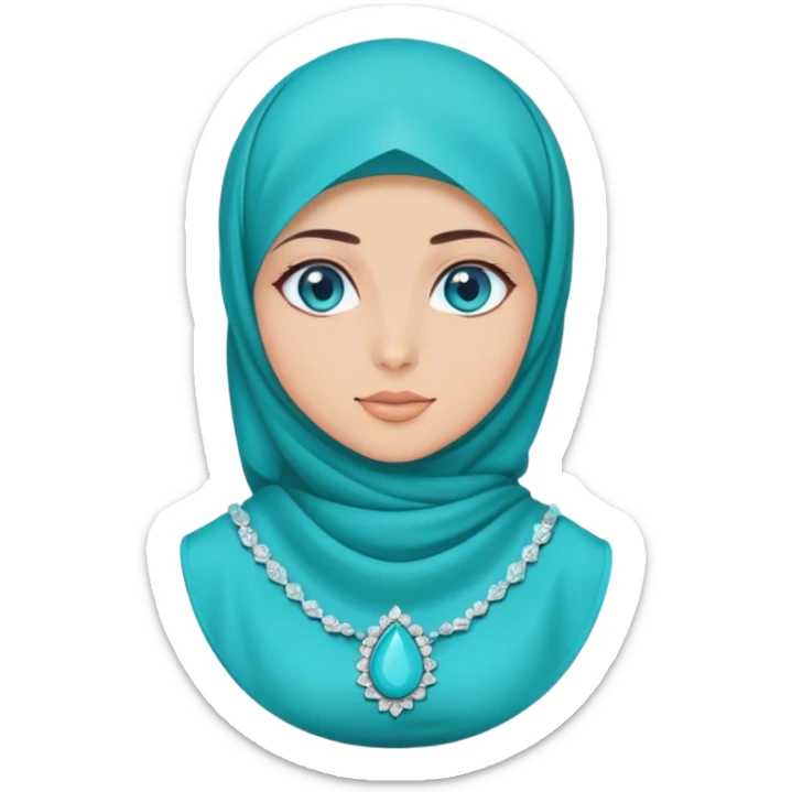 Turkish beautiful finish Konya girl blue eyes with hijab and turquoise stone dress sticker