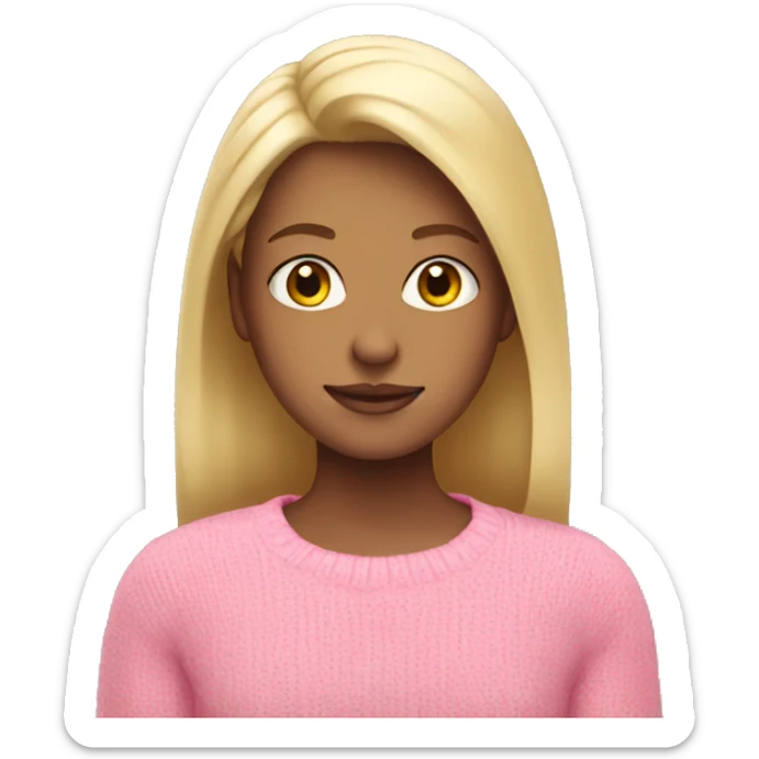 Girl with blonde hair wearing pink sweater sticker