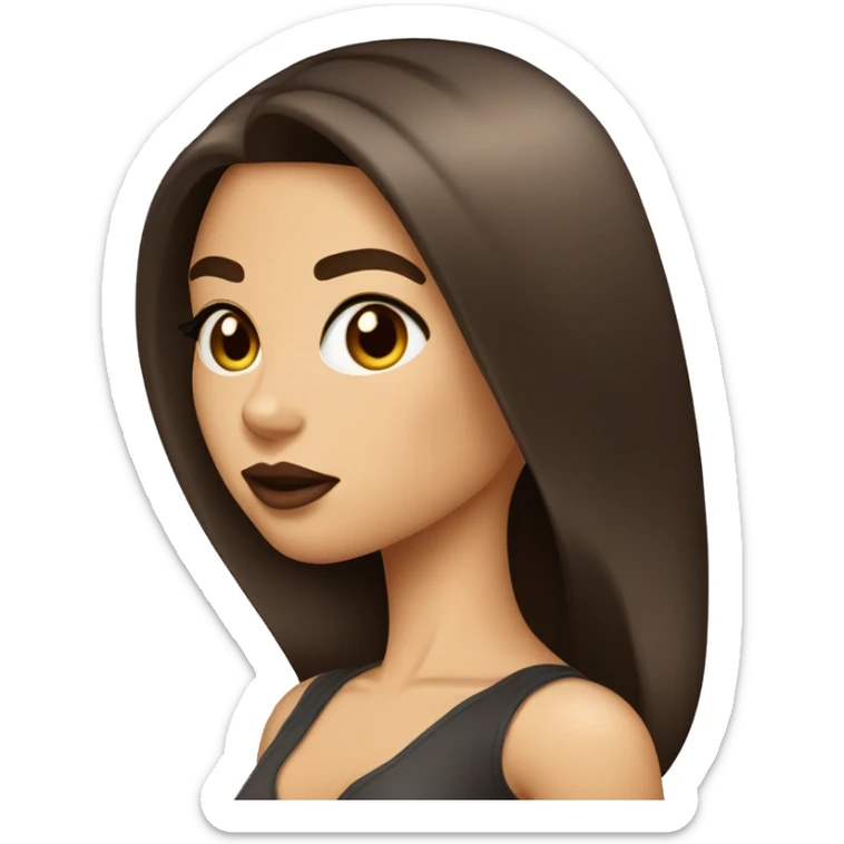 Brunette bombshell girl with long straight hair, big lips and hazel eyes sticker