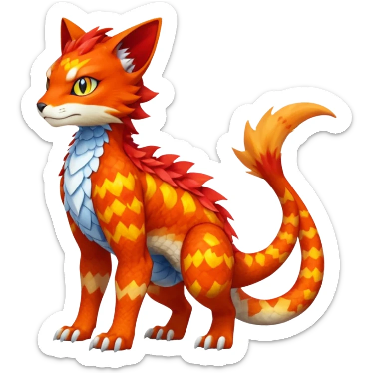 Gabite-Veemon-Digimon-Peppercat-Pokémon-Flamedramon-fusion-animal-hybrid-creature, Full body  sticker
