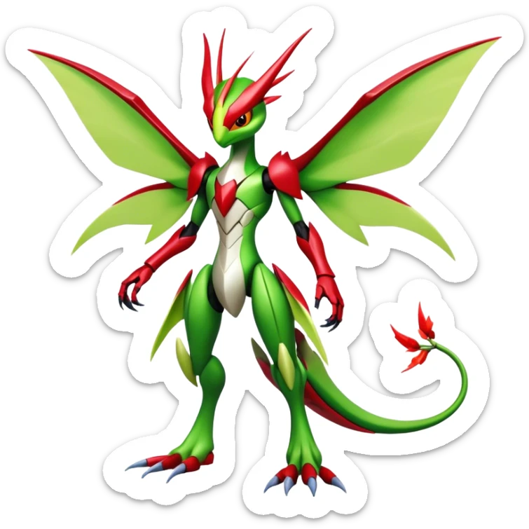  Cool Edgy Shiny Futuristic Ethereal Legendary Scizor-Kartana-Digimon-Schyther-Flygon-hybrid full body sticker