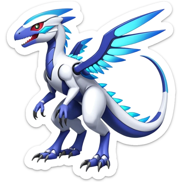Shiny Futuristic Celestial Fakemon-Pokemon-Digimon-Spectrobes-Raptor-fusion, full body sticker
