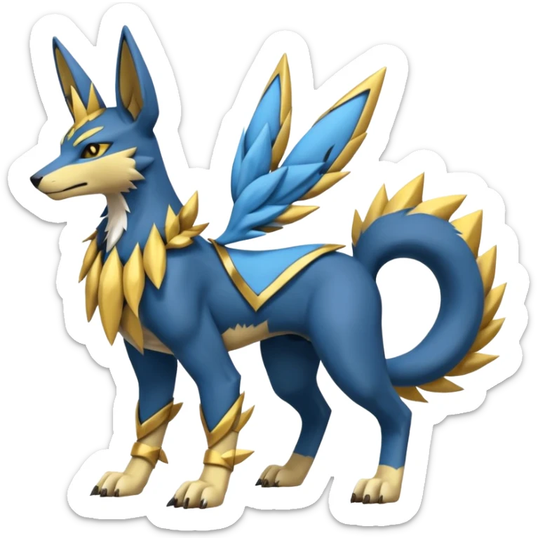 Lucario-Anubis-Zeraora-Jolteon-Fakémon-hybrid-creature (full body)  sticker
