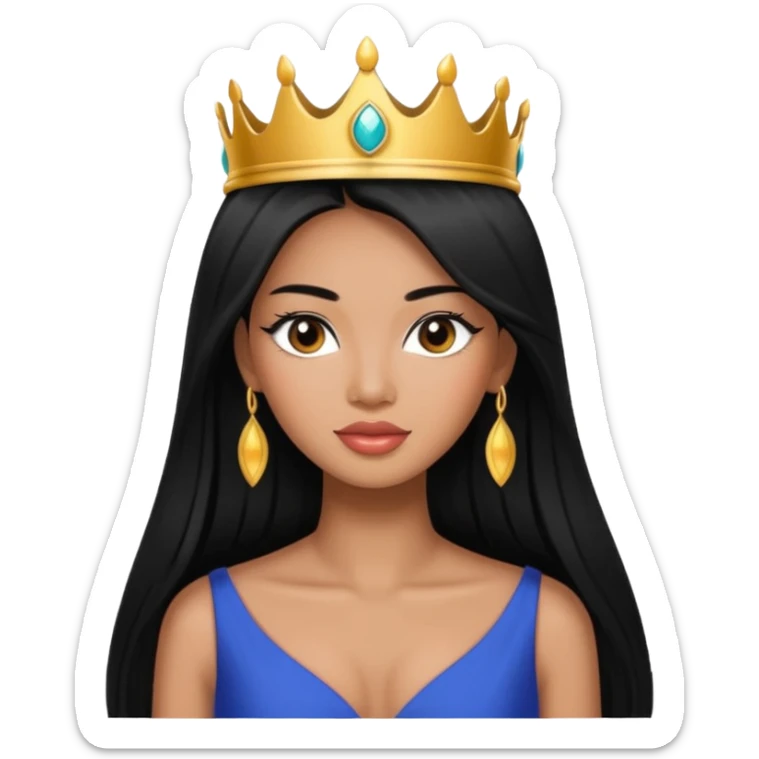 Miss universe south east Asian black with very long straight black hair sticker