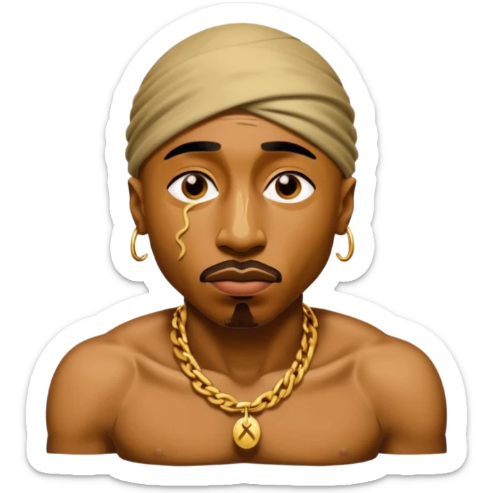 tupac but he's made of gold but he's also in an unbearable amount of pain sticker