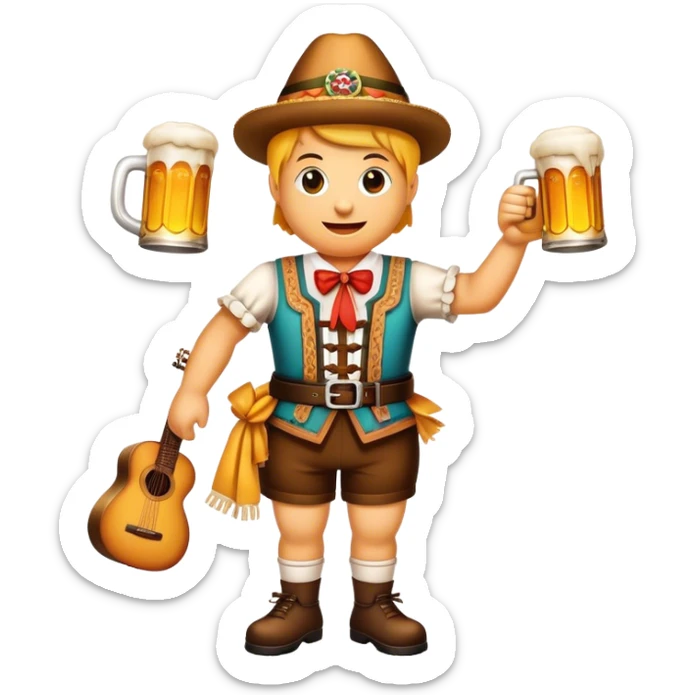 Cinematic Realistic Oktoberfest Pop Culture Emoji, depicting a vibrant celebration with beer, music, and traditional costumes rendered with dynamic textures and festive lighting. sticker