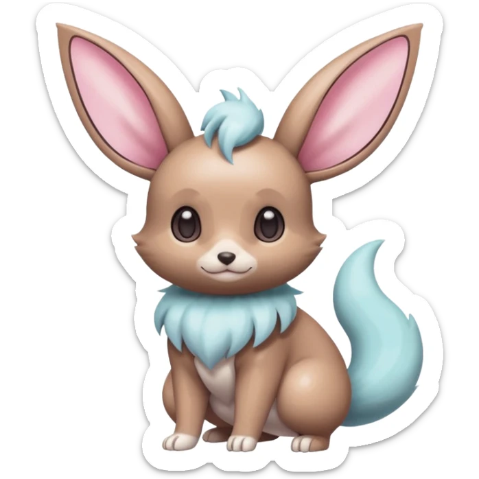 Kawaii Shiny Colorful Pastel Minccino-Cinccino-Eevee-fusion Full Body sticker