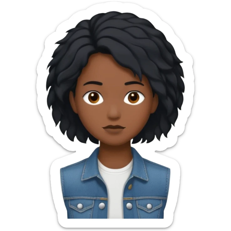 Un personnage noir avec un débardeur blanc et un jean 👖 avec des cheveux court  sticker