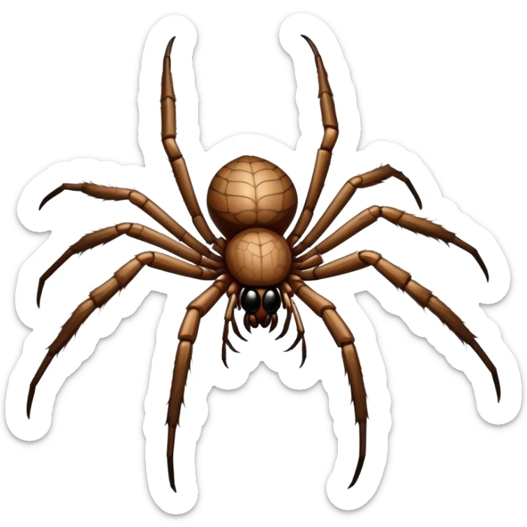 Close-up of a giant hairy The bird-eating spider (Theraphosidae) in its natural habitat, surrounded by delicate webbing. The spider's detailed body and legs are visible, with soft natural lighting illuminating the scene. Transparent background. sticker