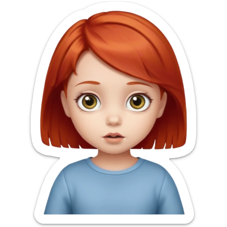 red hair baby girl big eyes short hair sticker