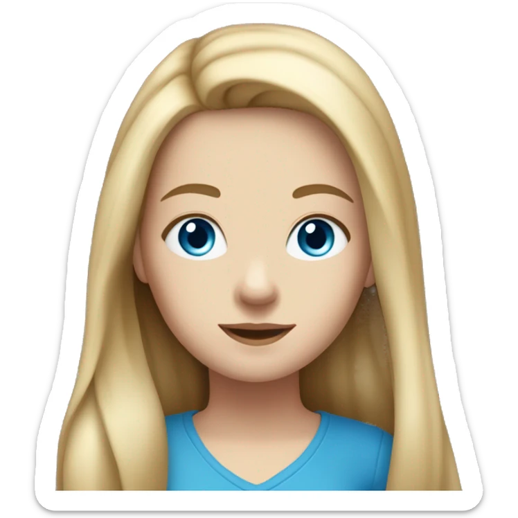 white girl with blue eyes and brown long hair that is blonde at the bottem age 10 sticker