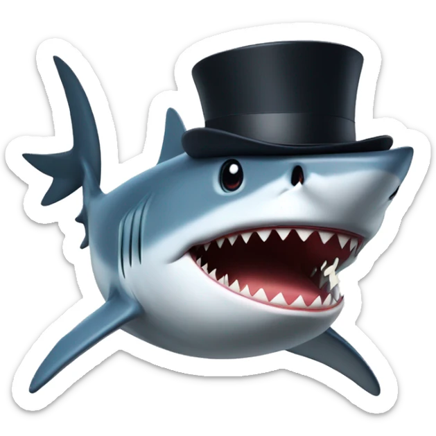 Shark with a top hat sticker