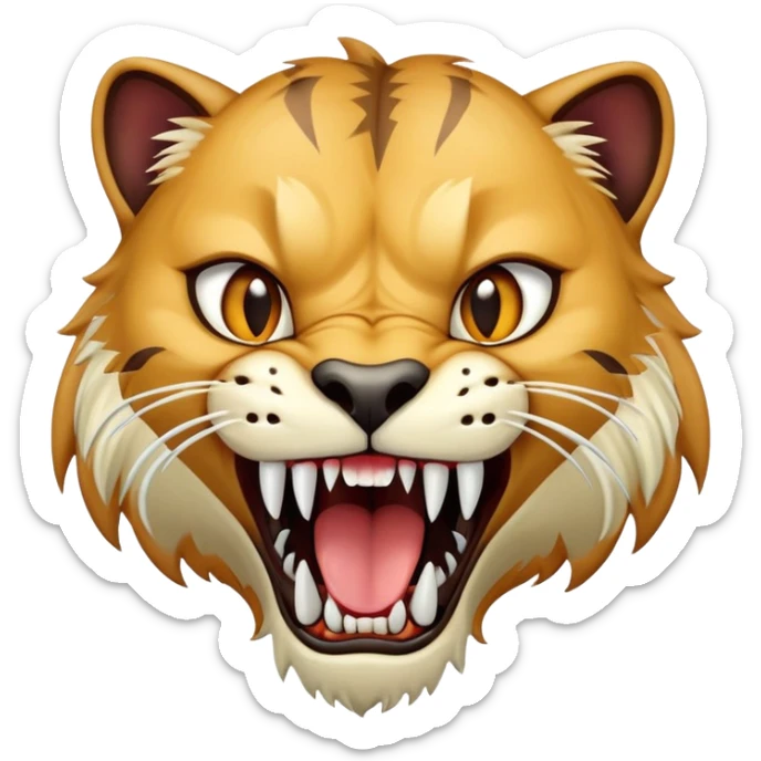 saber-toothed cat with gigantic canine teeth four times longer than its entire body, extremely exaggerated fangs sticker
