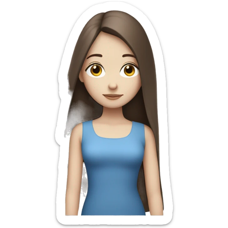 Brunette girl with long straight hair, blue eyes and white skin sleeping ￼ sticker