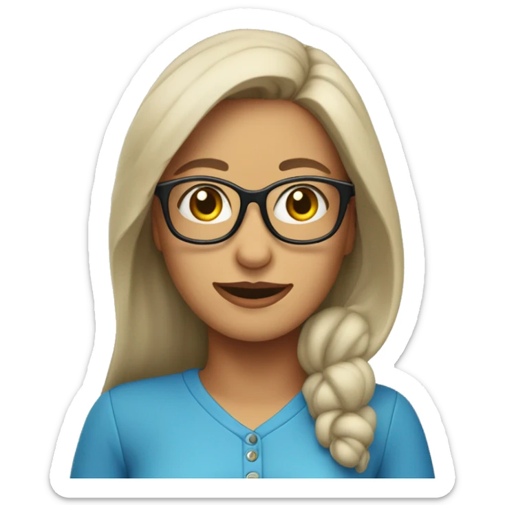 Mujer pelirroja con lentes y blusa azul muy feliz sticker