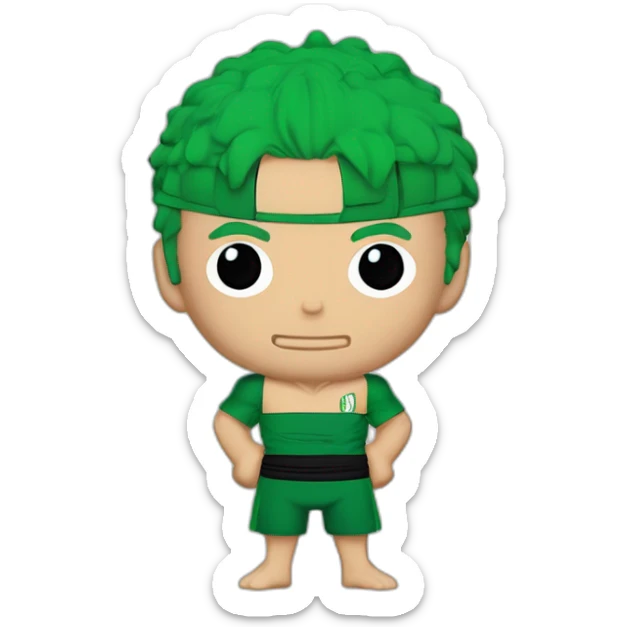 rononoa zoro de one piece qui porte le maillot de foot ou on voit le logo l'Algérie sticker