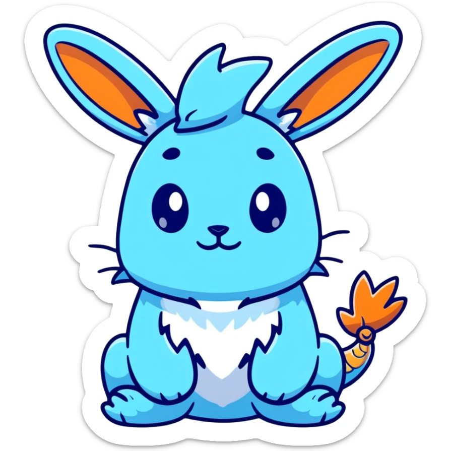 An adorable bunny ice dragon sticker with fluffy rabbit ears, icy blue scales, crystal wings, and cute dragon features sticker
