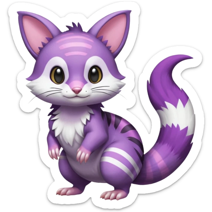 Shiny Furret-Purrloin-Noibat-Trico-Hybrid (Full body) sticker