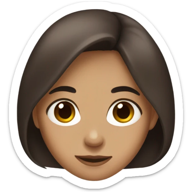 girl with dark brown long hair and brown eyes sticker