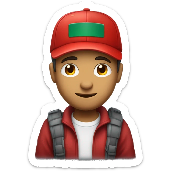 Un hmbre con barriga grandey nariz grande también con remera rojo y gorra de color rojo  sticker