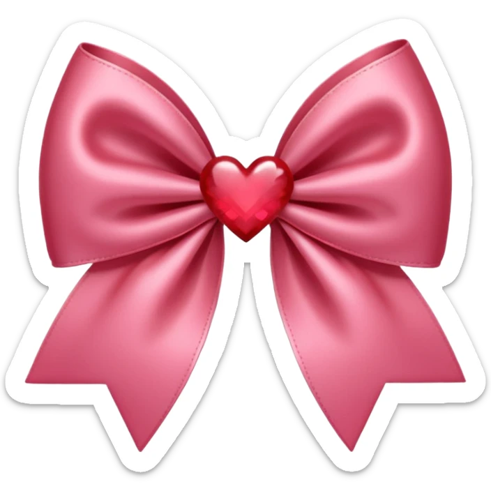 Red coquette bow with a heart in the middle, delicate and feminine, soft pink tones, elegant details sticker