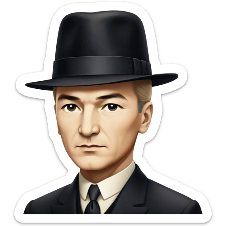 ​Cinematic Realistic Portrait of a Young Mustafa Kemal Atatürk, depicted in his iconic tall black hat and traditional attire with a confident, visionary expression, rendered with rich historical textures and warm, inspiring lighting that captures his youthful dynamism and transformative leadership, sticker