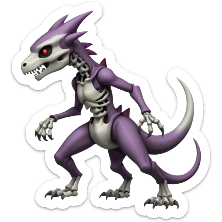 Shiny Badass Edgy Dark Evil Spectral Dusky Spooky Skeletal Cool shot Stylish Handsome Duskull-Marowak-Darkrai-Genesect-Fakémon-fusion (full body) sticker