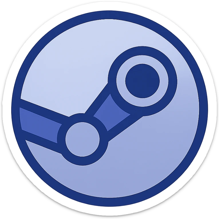 steam logo style icon, flat, blue gradient, minimal, no text sticker
